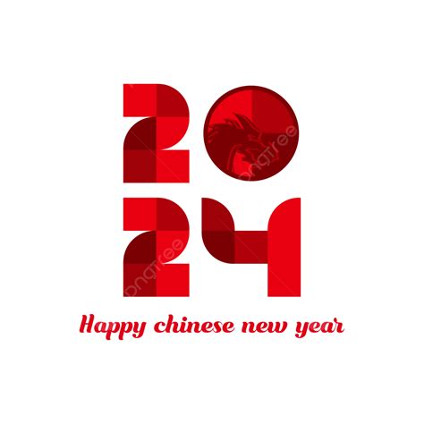 Vektor Logo Naga Merah Selamat Tahun Baru Lunar 2024 Tahun Naga Tahun