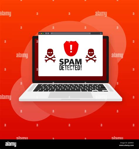 Red Spam Detected Icon Phishing Scam Hacking Concept Cyber Security