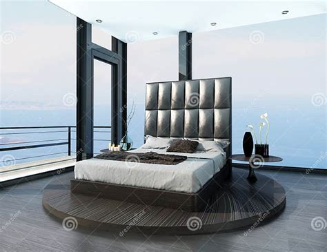 Bedroom Interior With Ultramodern Cool Bed Stock Illustration