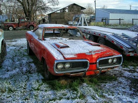 An abandoned muscle car