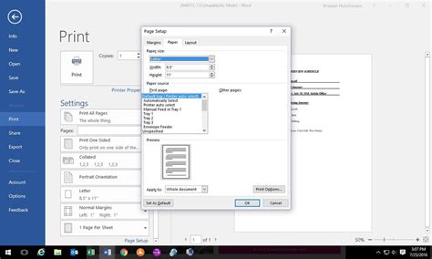 Go to file > options. Print preview in word 2016