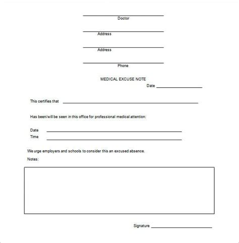 medical doctor note template 11 word excel pdf format download