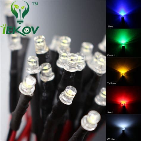 Individual Led 3mm Red Blue Flash Flashing 9v 12v Dc Pre Wired Water Clear Led Leds 20cm 20pcs