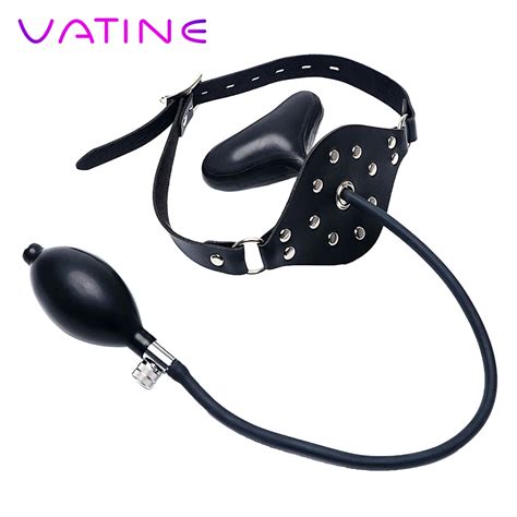 Vatine Oral Fixation Mouth Stuffed Inflatable Mouth Gag Pu Leather Band Flirting Sex Toys For