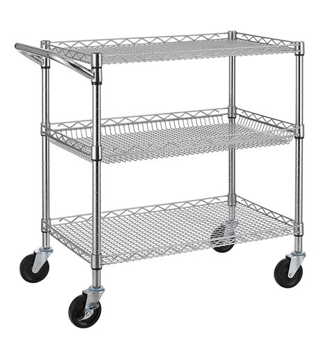 Best Kitchen Carts With Wheels And 3 Racks Heavy Duty Stainless Steel