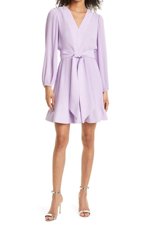Milly Liv Pleated Long Sleeve Fit And Flare Dress Available At Nordstrom