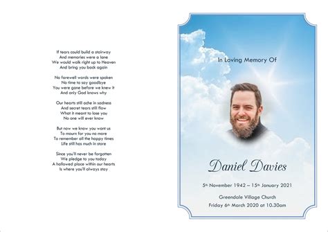 Personalised Funeral Order Of Service And Laminated Memorial Etsy Uk