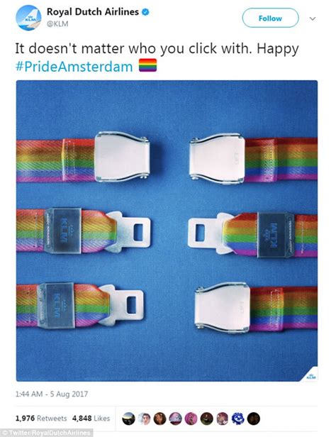 Royal Dutch Airlines Sparks Twitter Row After Gay Pride Ad Daily Mail