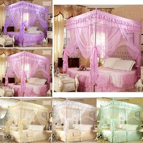 The upholstered headboard can be customized to your clients taste. Romantic ! 4 Corner Post Bed Canopy Mosquito Twin Sizes ...