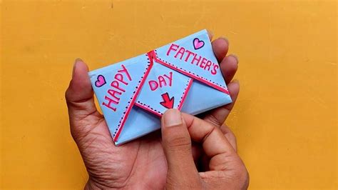 Diy Surprise Message Card For Fathers Day Pull Tab Origami Envelope