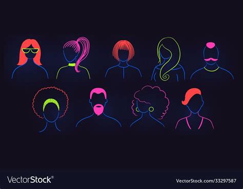 Neon Profile Pictures Faceless Avatars Royalty Free Vector In 2021