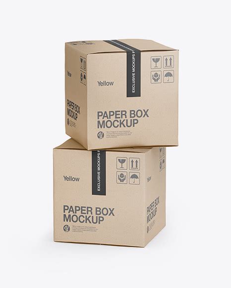 Download Two Kraft Boxes Mockup - Half Side View in Box Mockups on ...