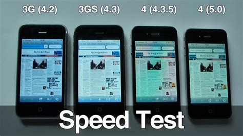 Speed Test Iphone 3g Ios 42 3gs 43 4 435 4 50 Youtube