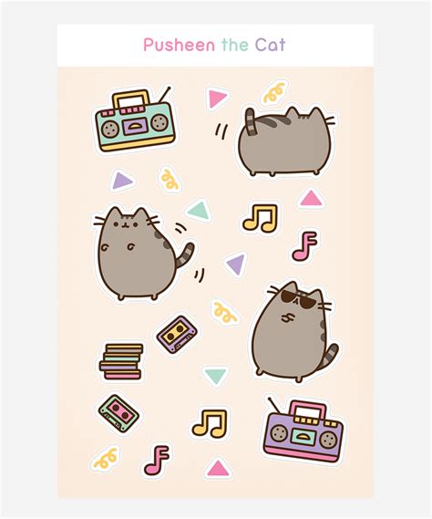 Pusheen The Cat Dance Party Sticker Sheet Pusheen Stickers Pusheen