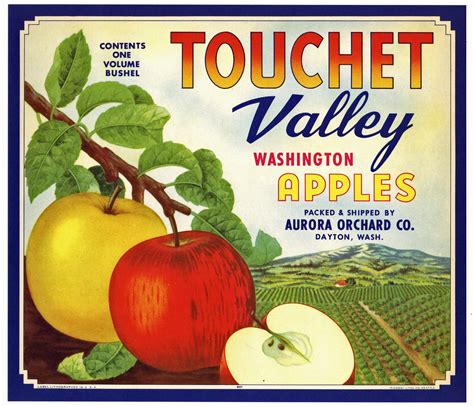 Touchet Valley Brand Vintage Dayton Washington Apple Crate Label