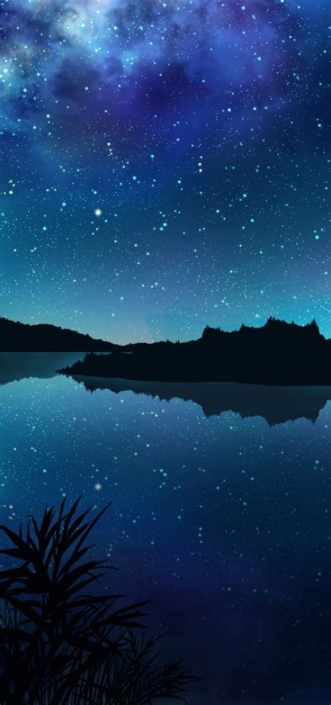1080x2300 Amazing Starry Night Over Mountains And River 1080x2300