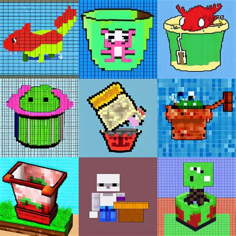 Axolotl In A Bucket Pixel Art Minecraft Stable Diffusion Openart