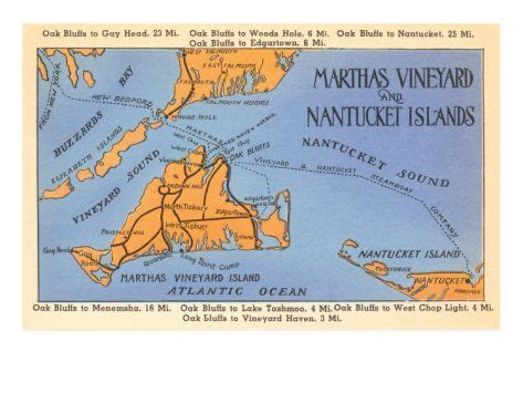Map Of Martha S Vineyard And Nantucket Mass Art Print Art Com
