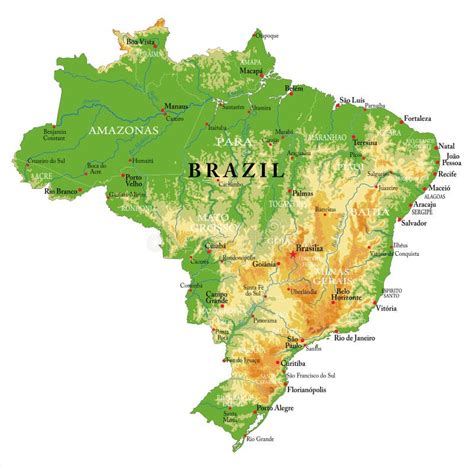 Mapa Físico Do Brasil Ilustração Do Vetor Ilustração De Geografia