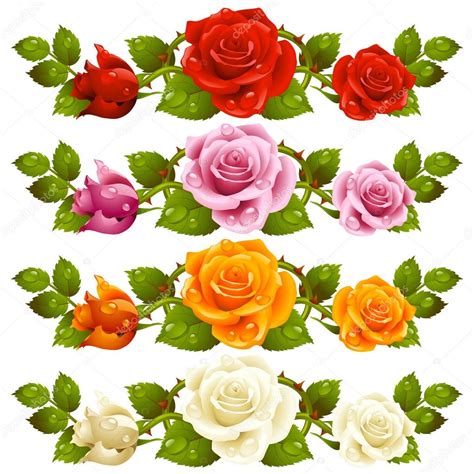 Vector Rose Horizontal Vignette Isolated On Background Red Pin