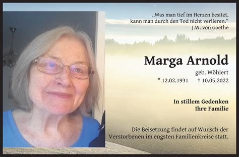 Traueranzeigen Von Marga Arnold Trauer Gedenken