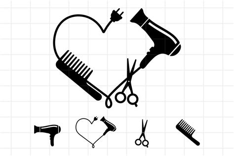 Hairdresser Logo Svg Comb Hair Dryer And Scissors Cut Files 694054 Cut Files Design Bundles