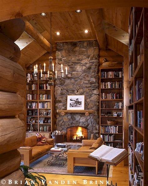 Gorgeous 40 Stunning Home Libraries With Rustic Design