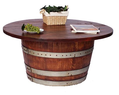 This is a one of a kind coffee table made from a whiskey barrel and reclaimed poplar hardwood. Half Barrel Cocktail Table: 20x40x40 | Wine barrel table ...