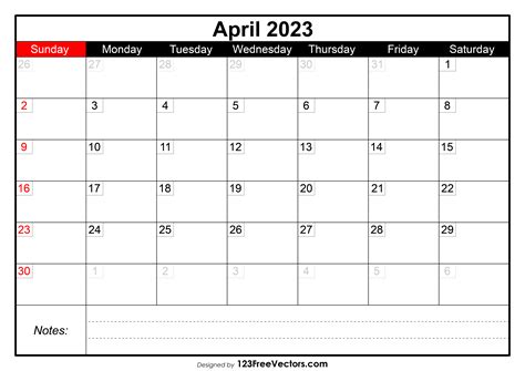 Free April Calendar 2023