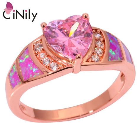 CiNily Created Pink Fire Opal Pink Zircon Cubic Zirconia Rose Gold