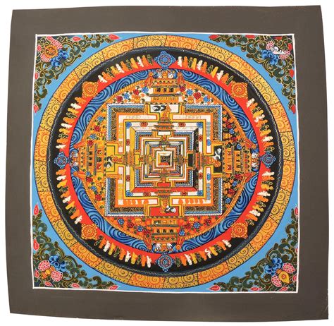 Handmade Kalachakra Mandala Tibetan Thangka Painting From Nepal Sky