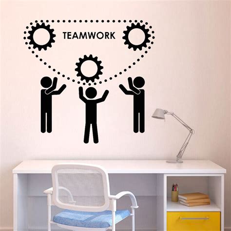 Teamwork Office Modern Decor Sticker Vinyl Wall Decal Worker Gears Art