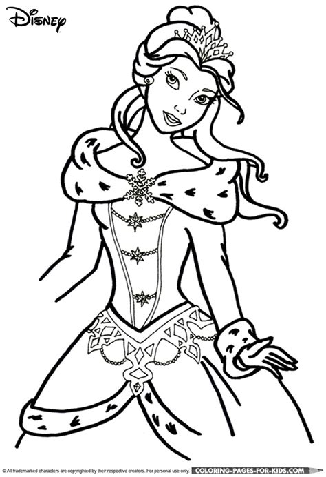 Mickey and friends with santa coloring pages. Disney Christmas Coloring Page - Belle Christmas Princess