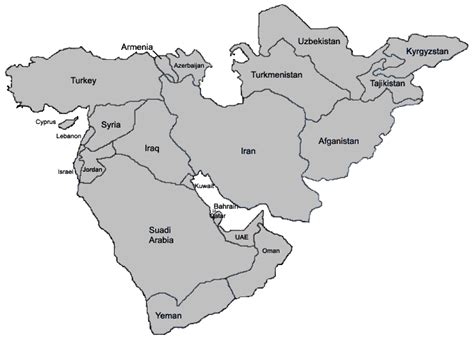 Middle East Political Map Free Printable Maps