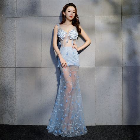 A wide turned hemline is finished with invisible hand stitches with excellent workmanship and style. Floor Length Sexy Mermaid Silk 3D Floral Lace Show Girl ...