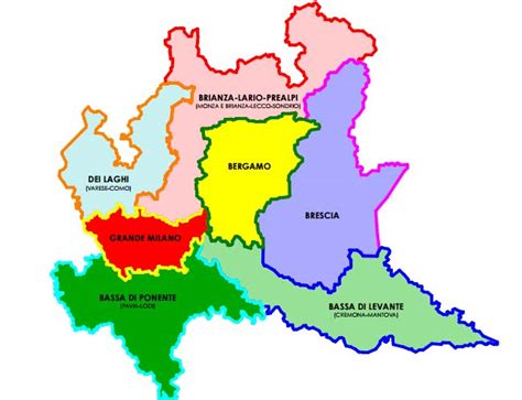 •mappa emilia romagna • mappa del friuli venezia giulia. Cardamone traccia le future province lombarde ...