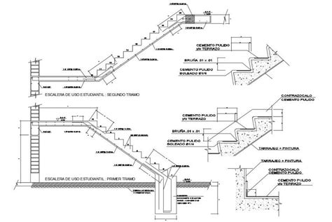 Staircase Section And Constructive Structure Details Dwg File Cadbull