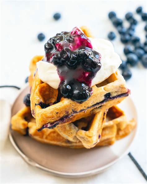 Best Blueberry Waffles Blueberry Sauce A Couple Cooks