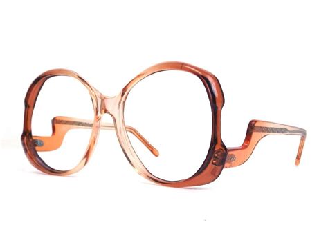 Vintage 70s Deadstock Drop Arm Eyeglasses Oversized Frame Ombre Amber Crystal Clear Acrylic