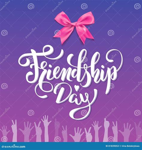 Vector Friendship Day Lettering Inscription Purple Background With