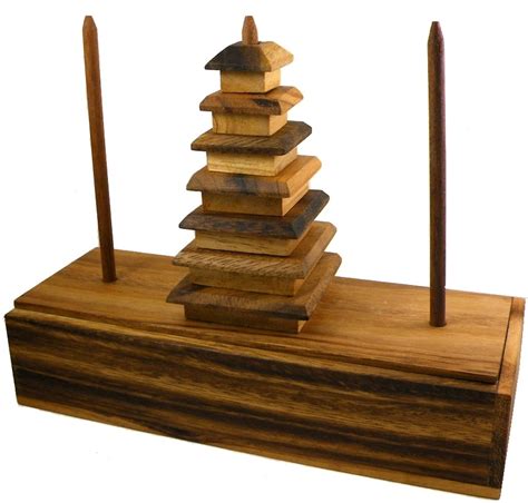 Great selection of wooden puzzles plans. Tower of Hanoi Chedi - Wooden Brain Teaser Puzzle