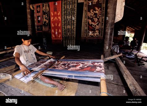 Indonesia Sonde Islands Sumba Island Traditional Weaving Of Ikat