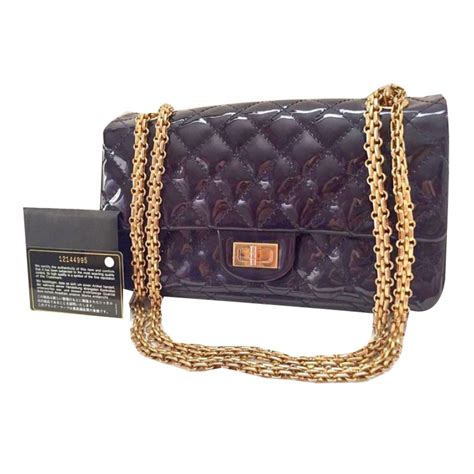 Chanel Handbags Navy Blue Patent Leather Ref 76982 Joli Closet