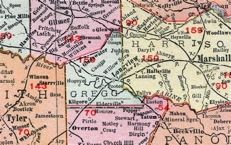 Gregg County Texas 1911 Map Rand Mcnally Longview Kilgore Gladewater