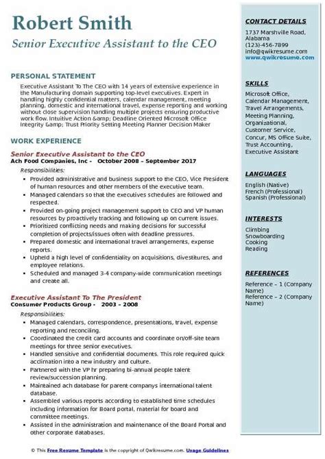 When you answer any executive assistant interview question with an example, you usually want to quantify the details. Beautiful Ceo Resume Template Idea executive assistant to ...