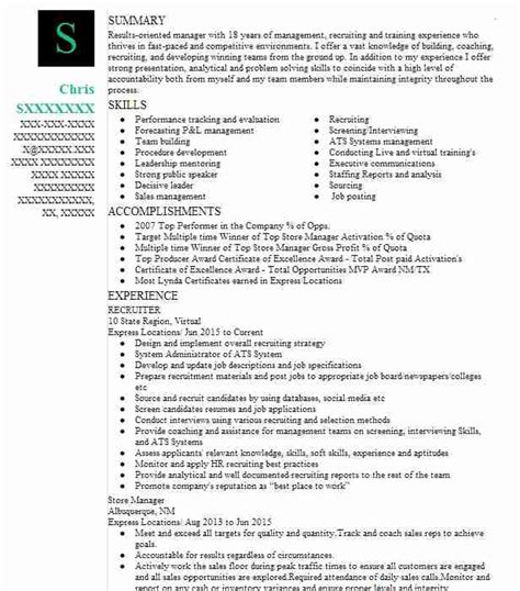 Hr recruiter resume samples & cv format. Recruiting Resumes Samples - Resume format