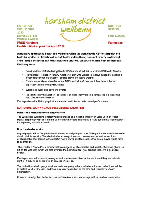 Horsham Workplace Newsletter By Horsham District Wellbeing Issuu