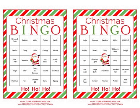 Christmas Bingo Game Download For Holiday Party Ideas Christmas Party