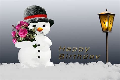 Download Birthday Card Winter Snowman Royalty Free Stock Illustration