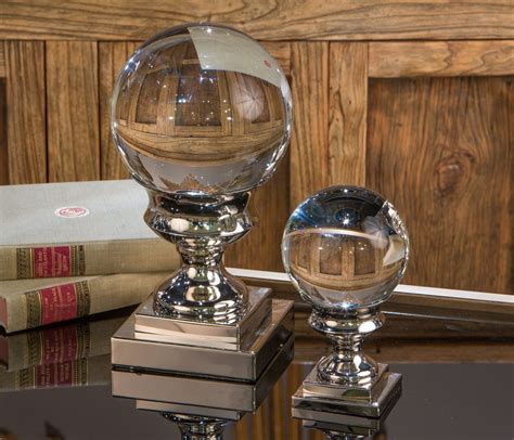 Large Crystal Sphere On Nickel Pedestal Crystal Accessories Decorative